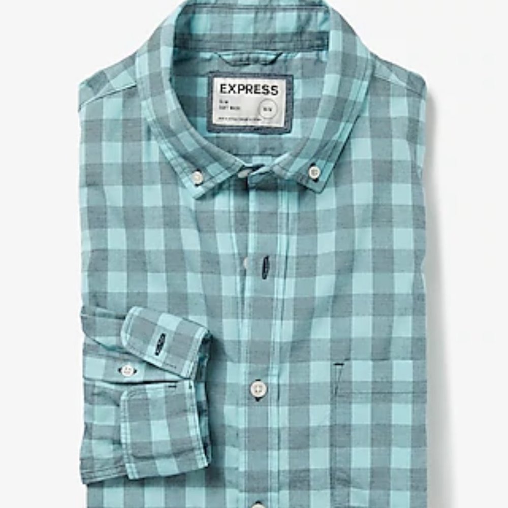 Express Slim Check Print Soft Wash Shirt